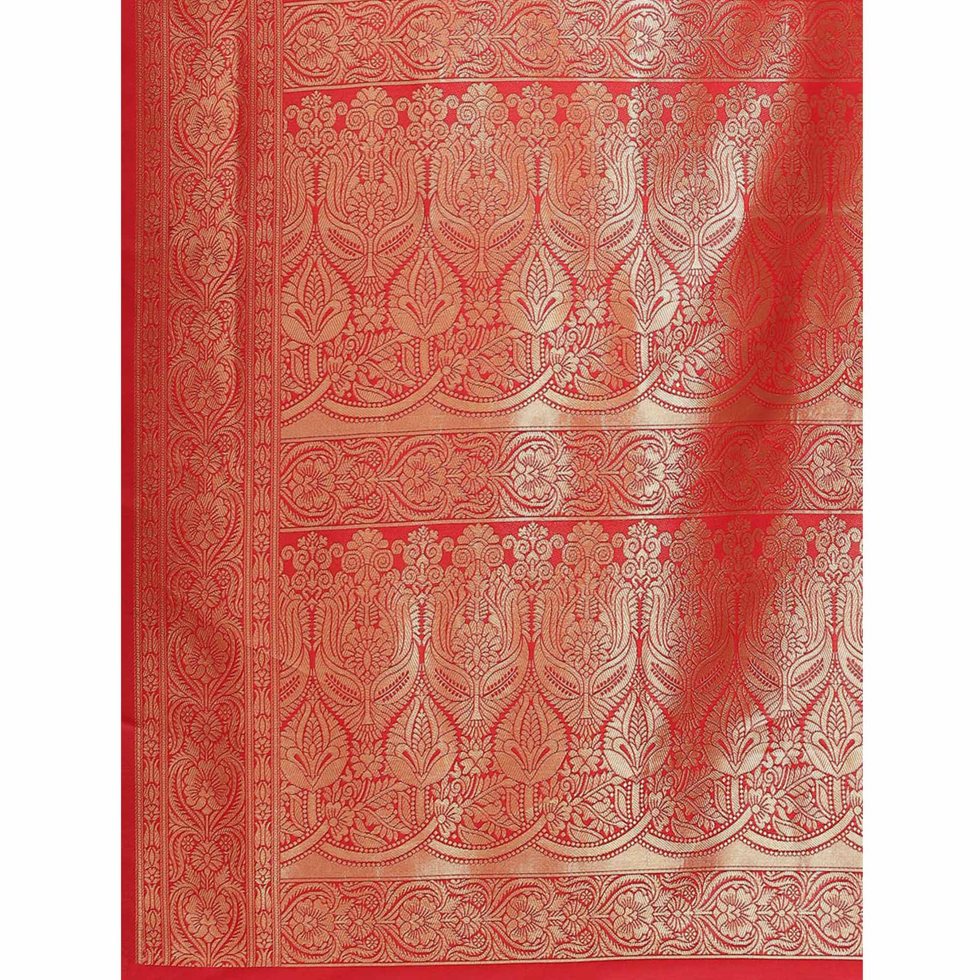 Red Woven Banarasi Silk Saree