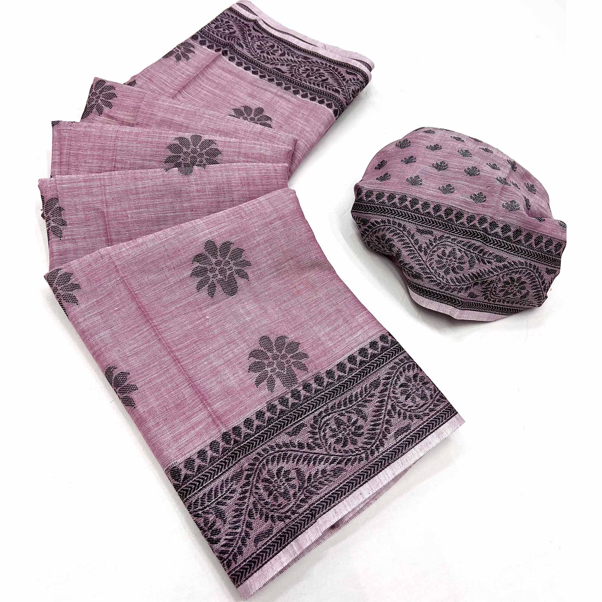Pink Thread Woven Cotton Silk Saree