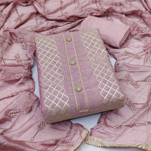 Mauve Gota Work Chanderi Dress Material