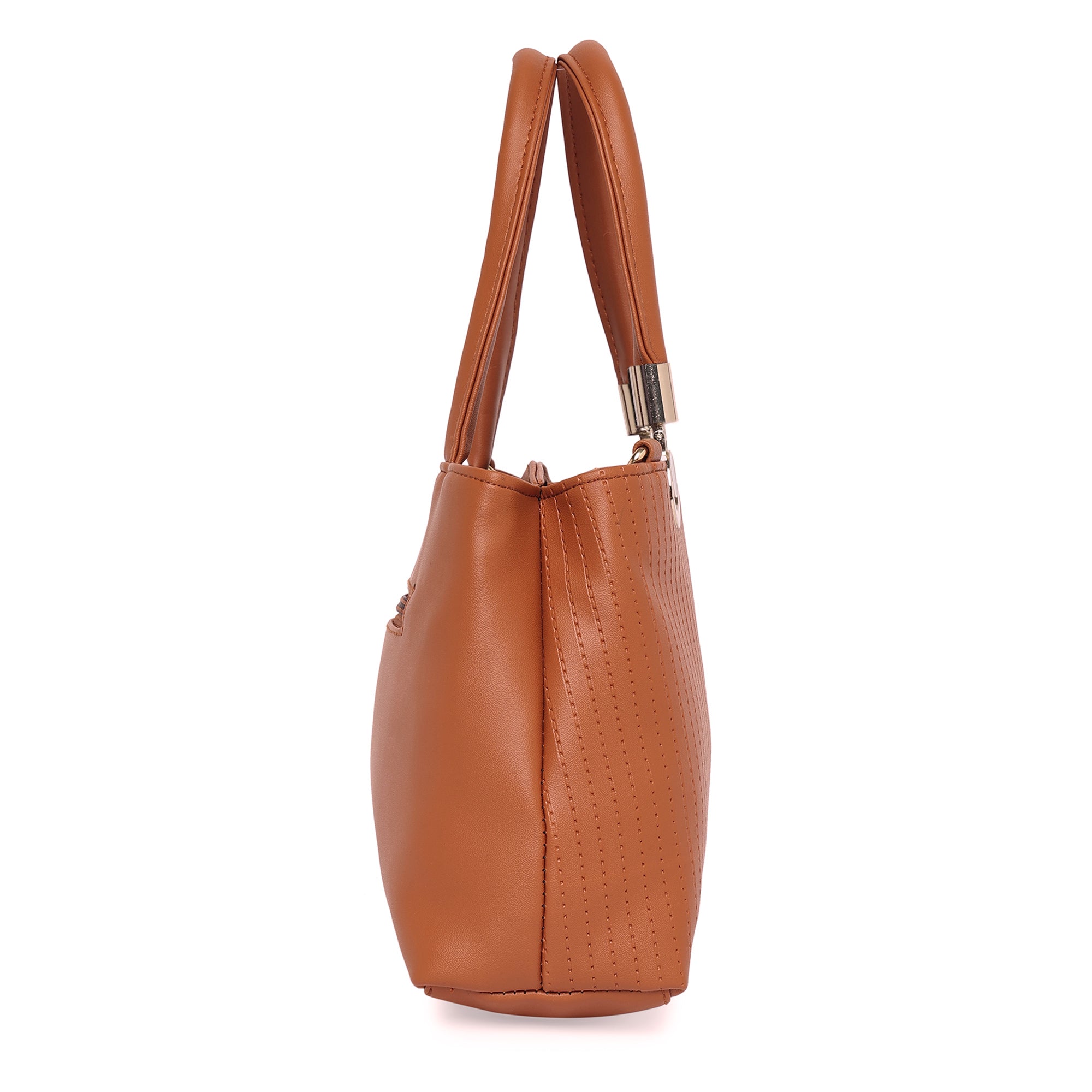 Brown Women Vegan Leather Handbag With Belt