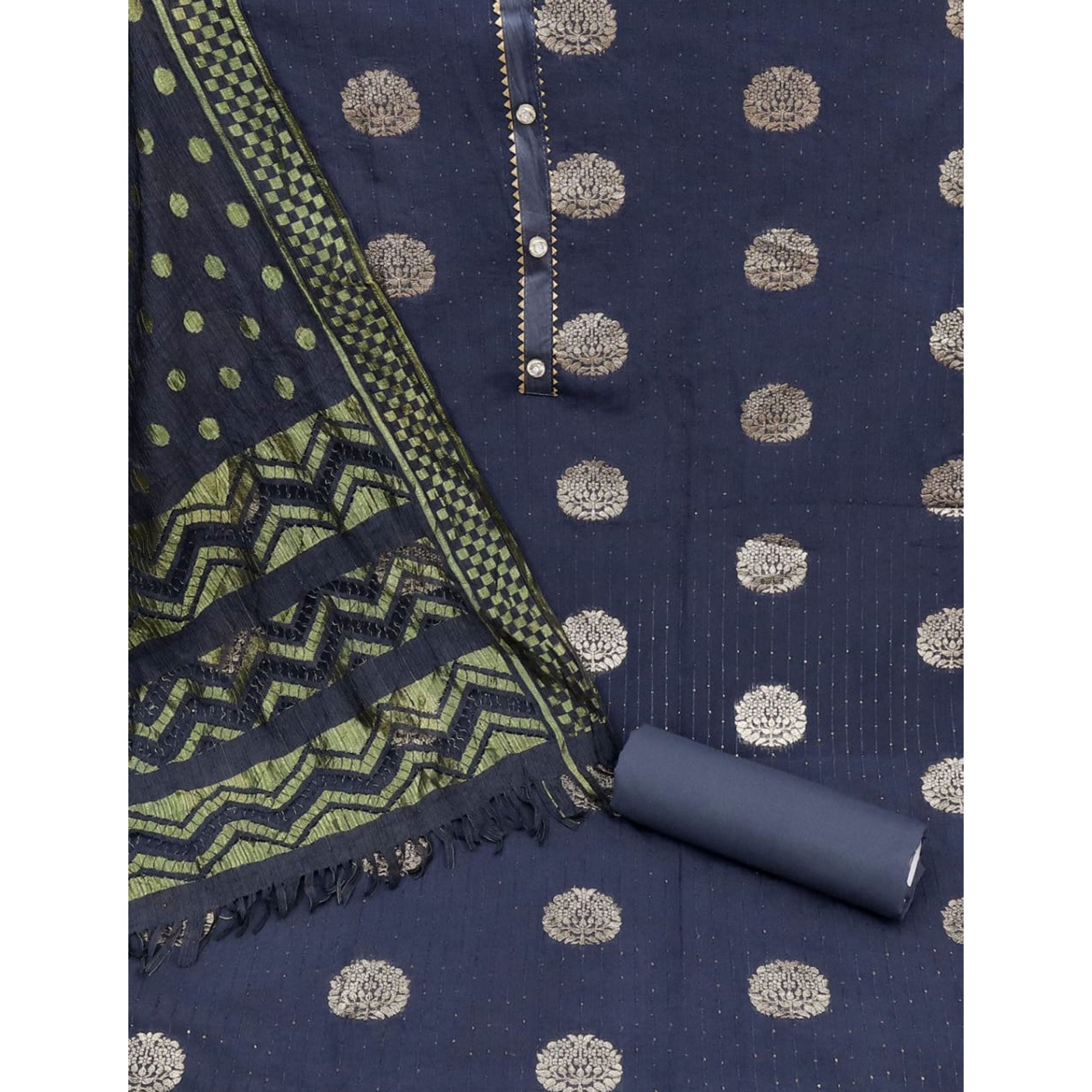 Grey Woven With Sequins Work Modal Dress Material