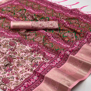 Pink Floral Digital Printed Pure Cotton Saree