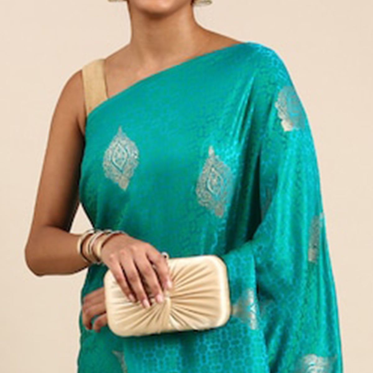 Rama Blue Woven Kanjivaram Silk Saree WithTassels