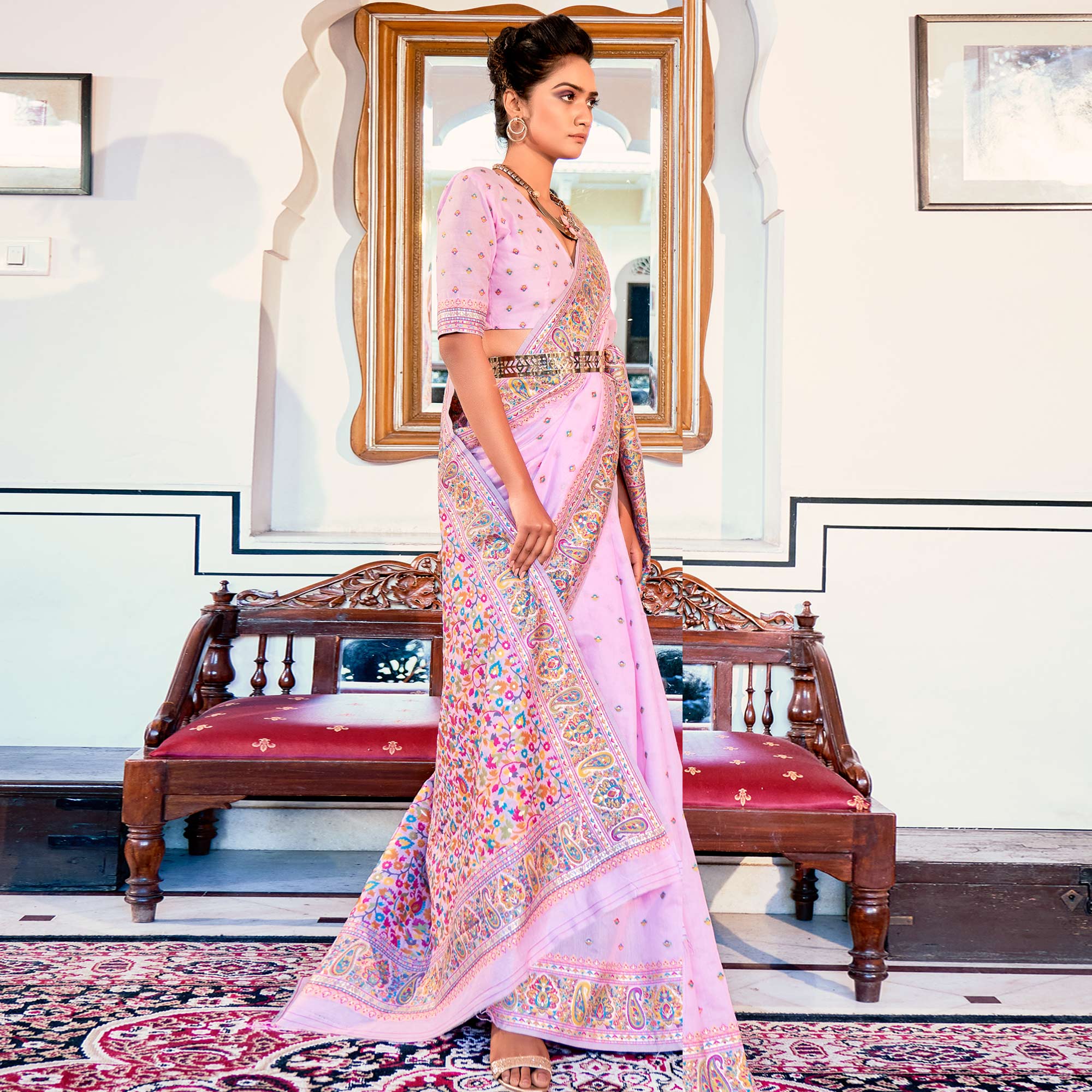 Pink Woven Modal Saree