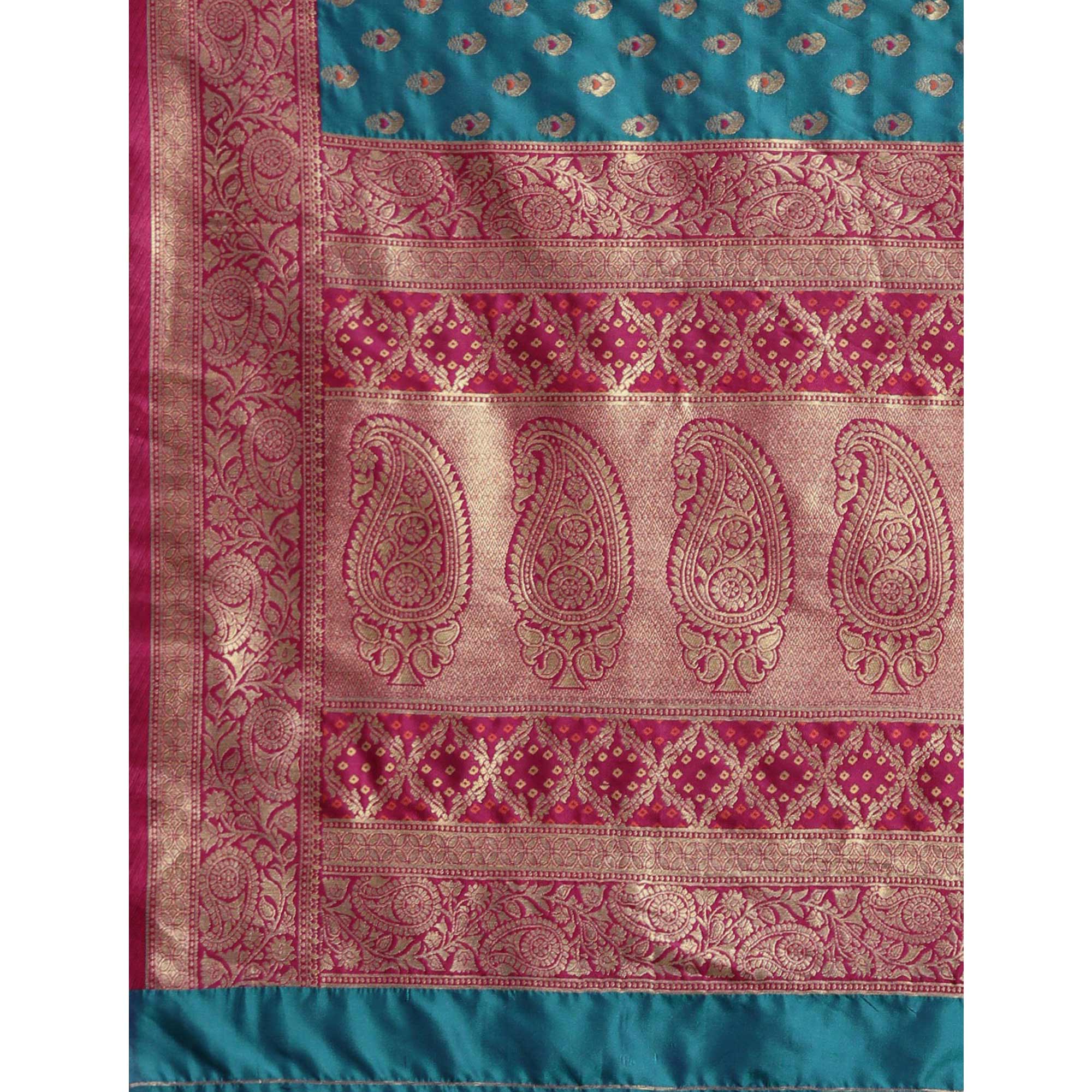 Rama Blue Woven Kanjivaram Silk Saree