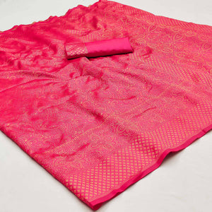 Pink Woven Jacquard Saree