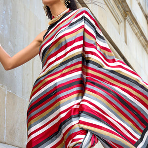 Multicolor Printed Crepe Saree