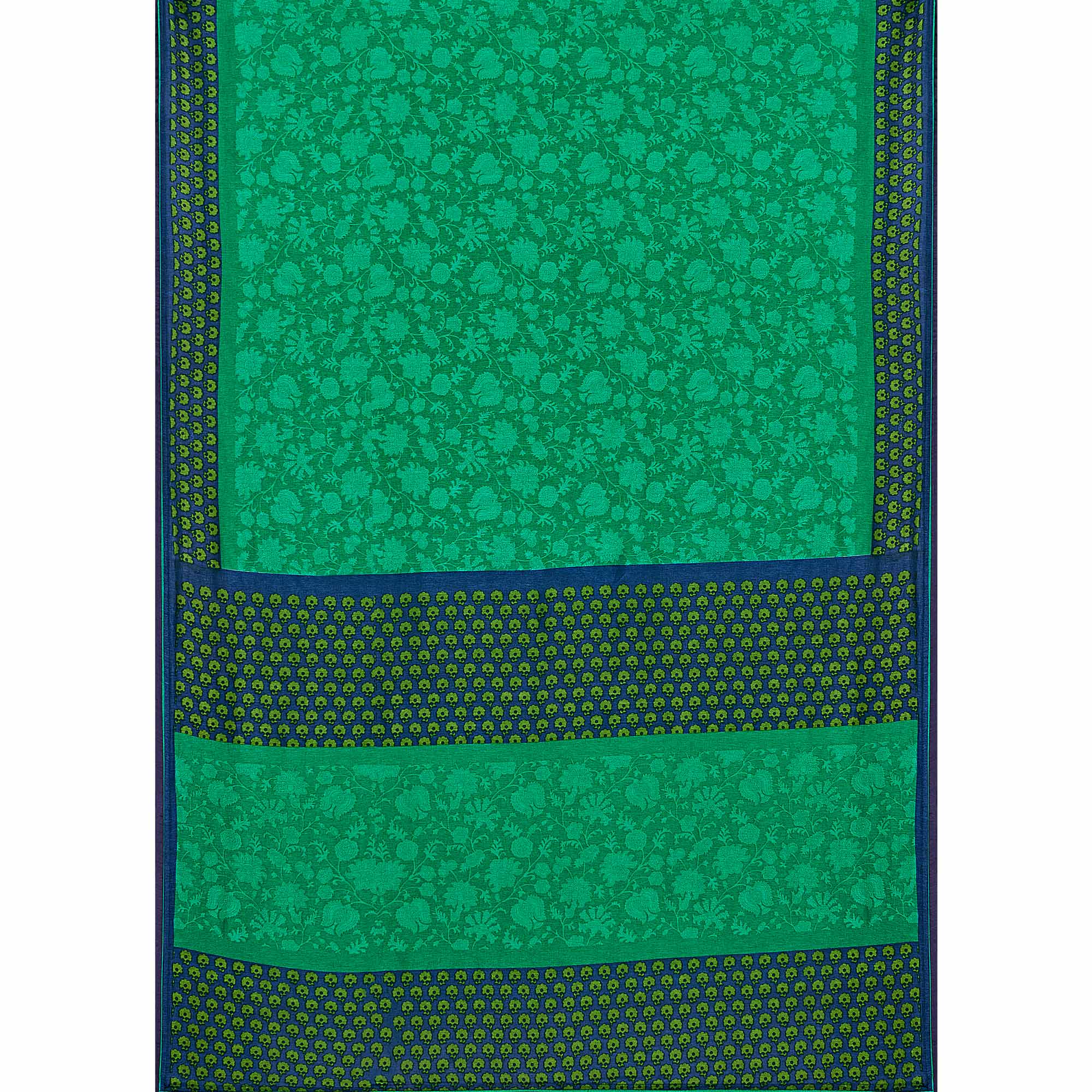Green Printed With Embroidery Tussar Silk Saree
