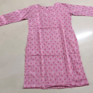Pink Printed Pure Cotton Kurti