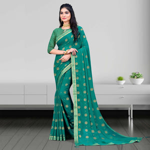 Rama Blue Woven Chiffon Saree