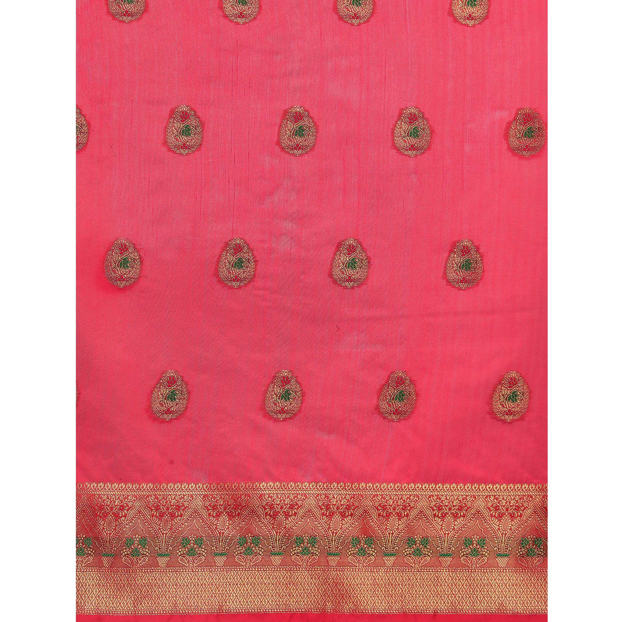 Rani Pink Woven Organza Saree