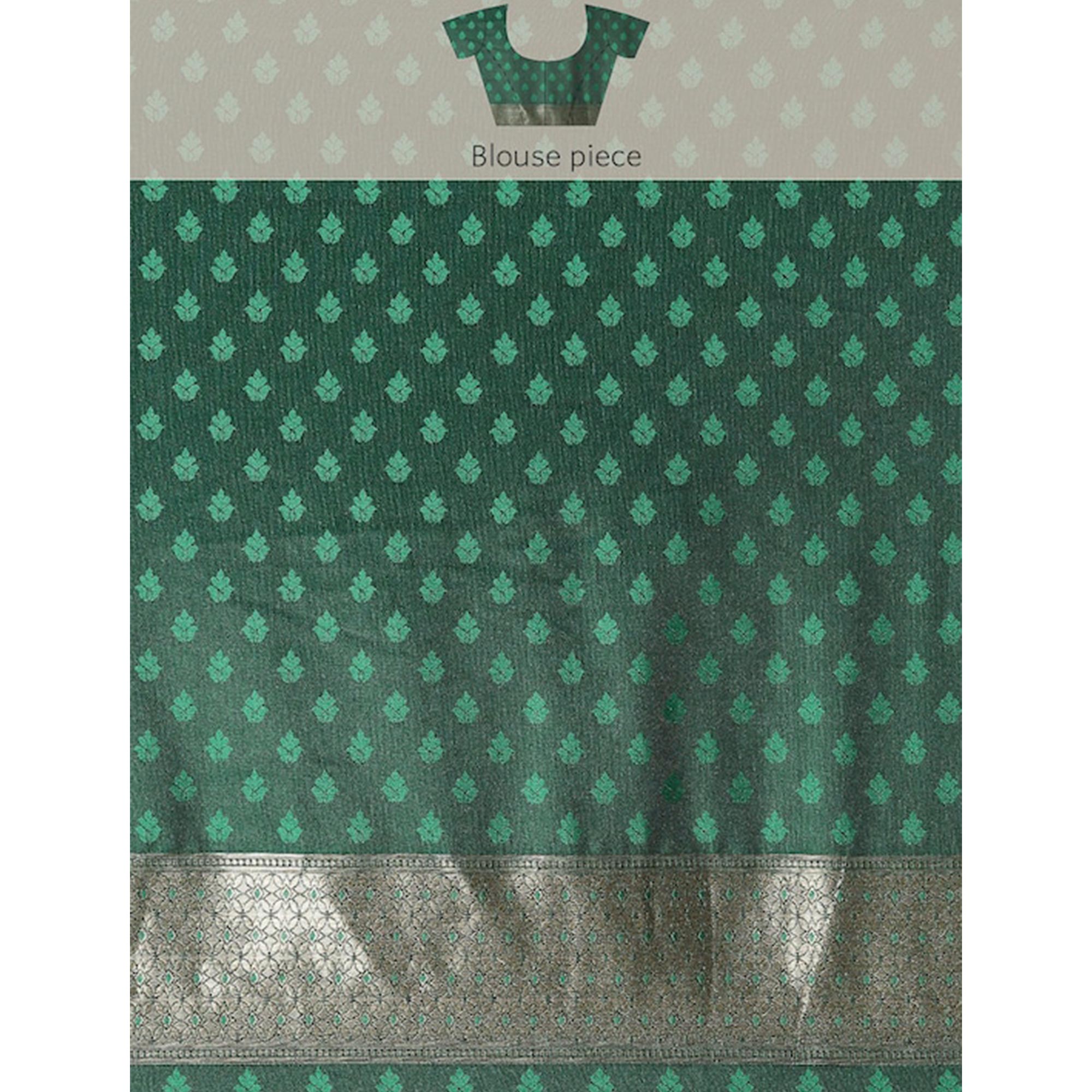 Green Woven Kanjivaram Silk Saree WithTassels