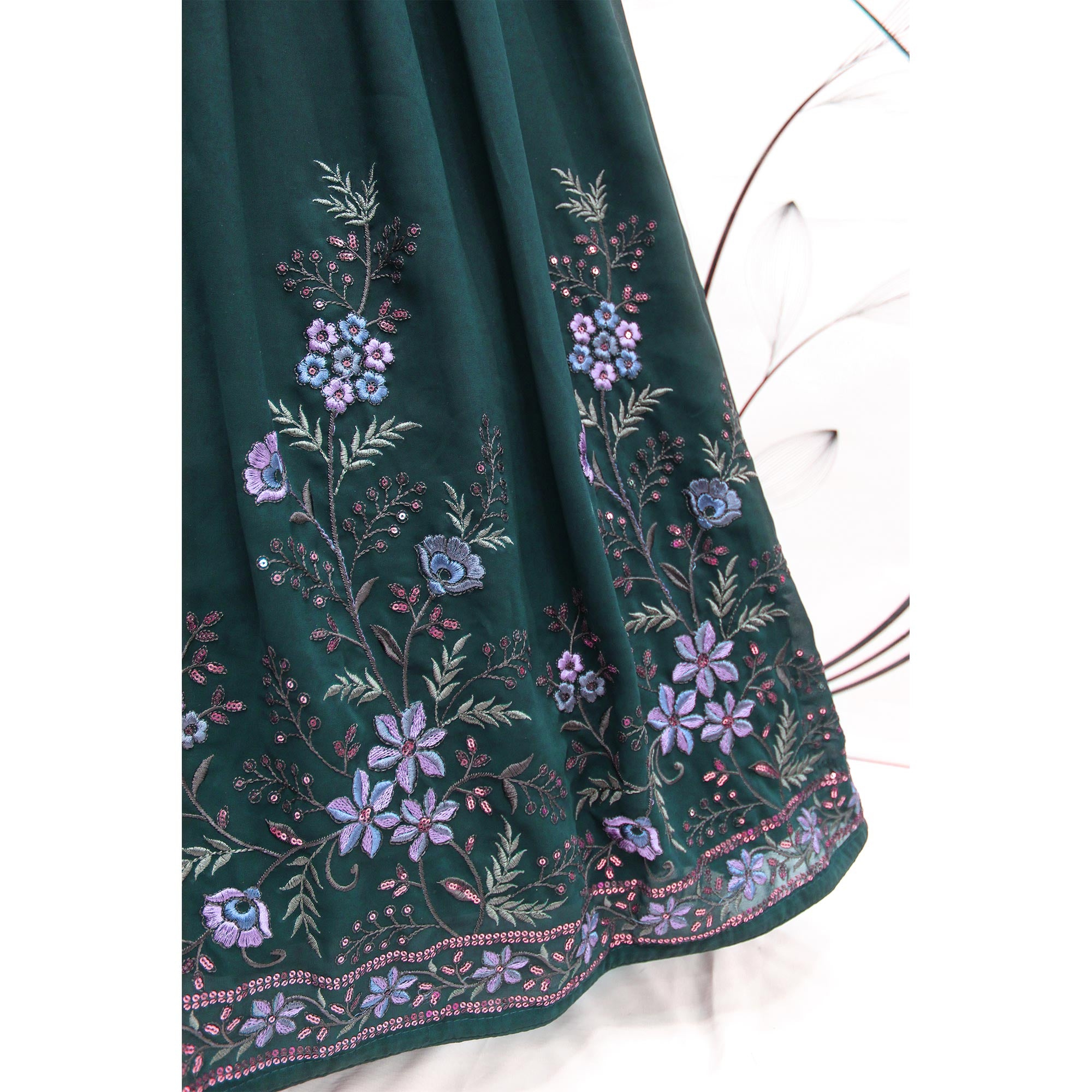 Green Sequins Embroidered Georgette Lehenga Choli