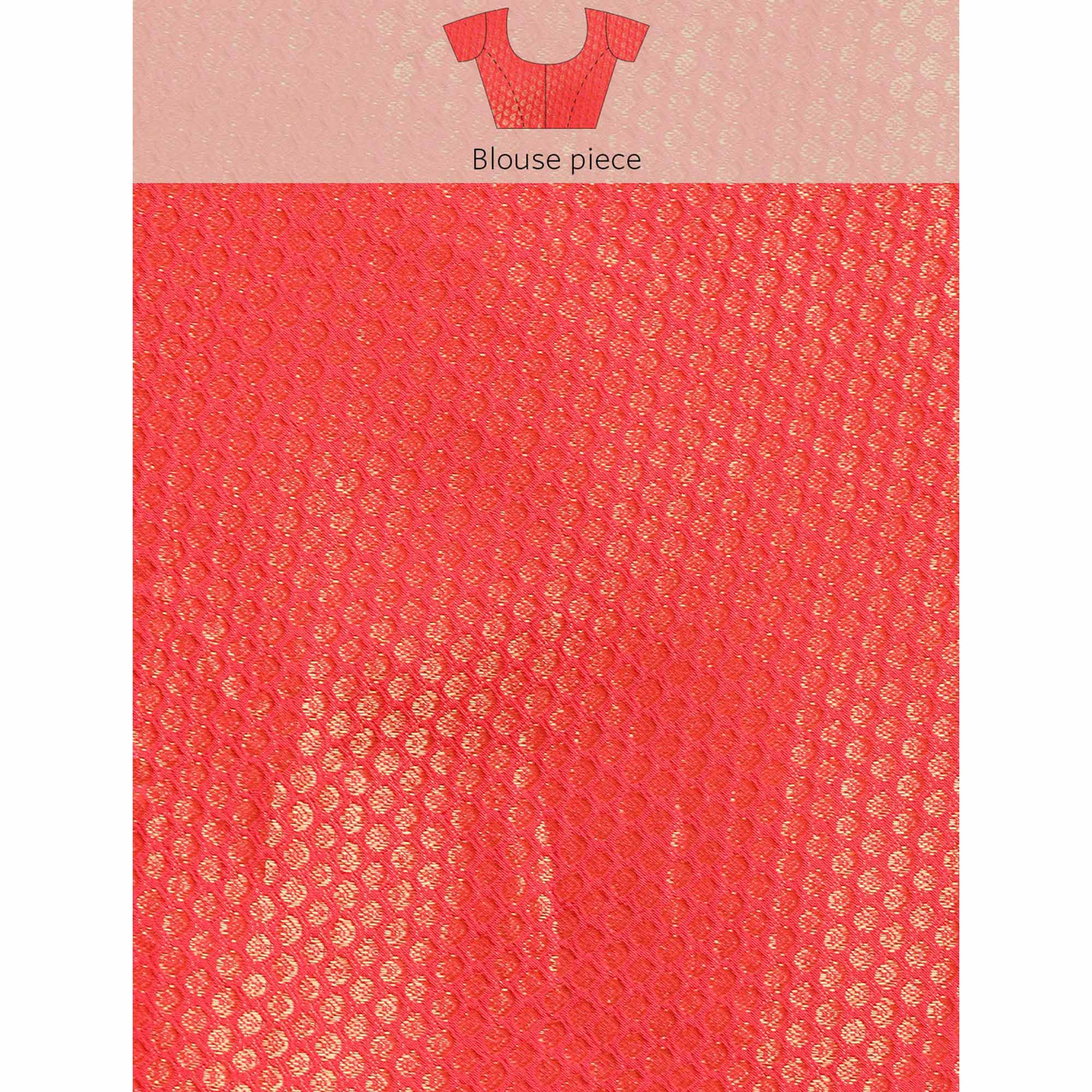 Red Foil Printed With Swarovski Zomato Silk Saree