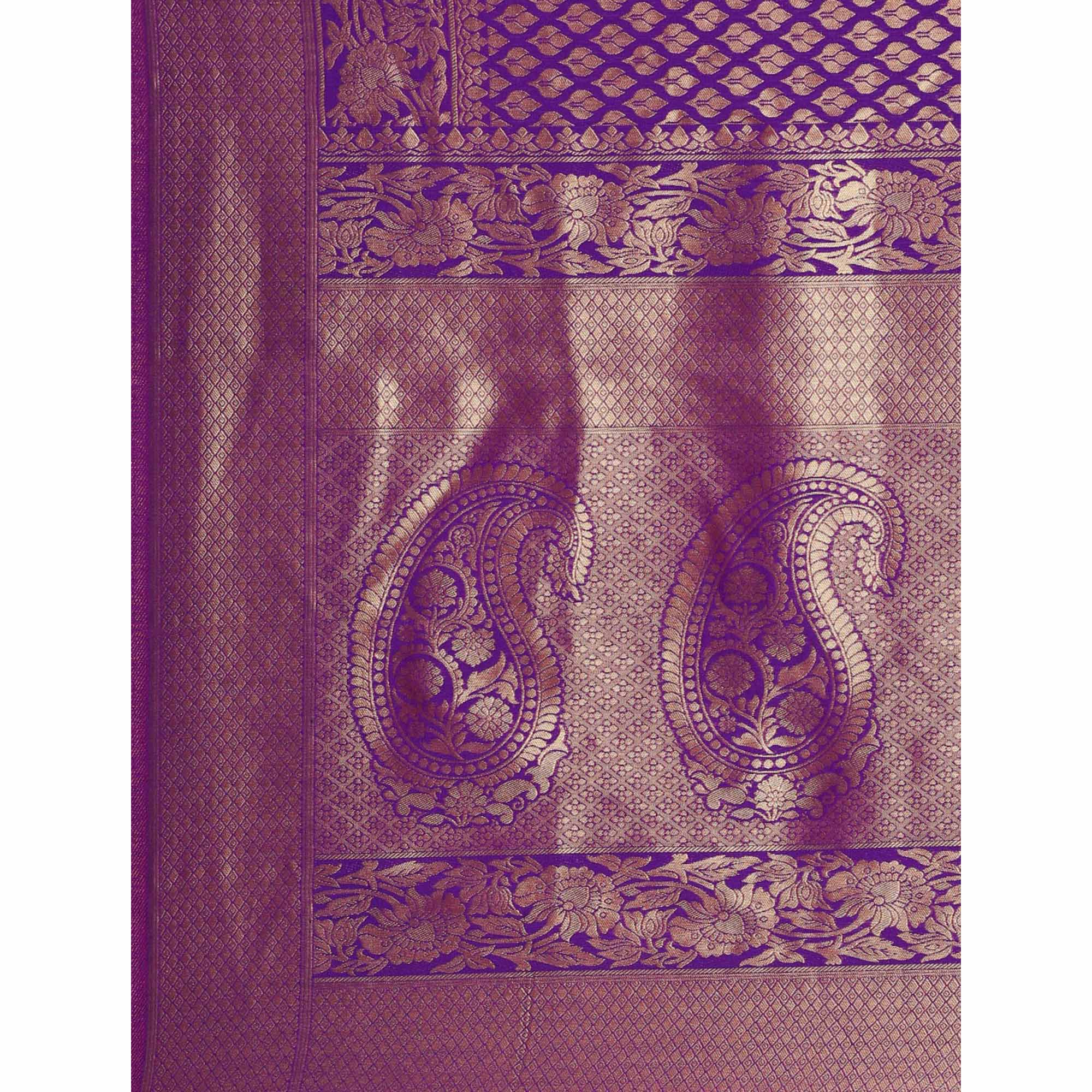 Violet Woven Kanjivaram Silk Saree