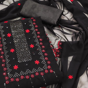 Black Sequins Embroidered Georgette Dress Material