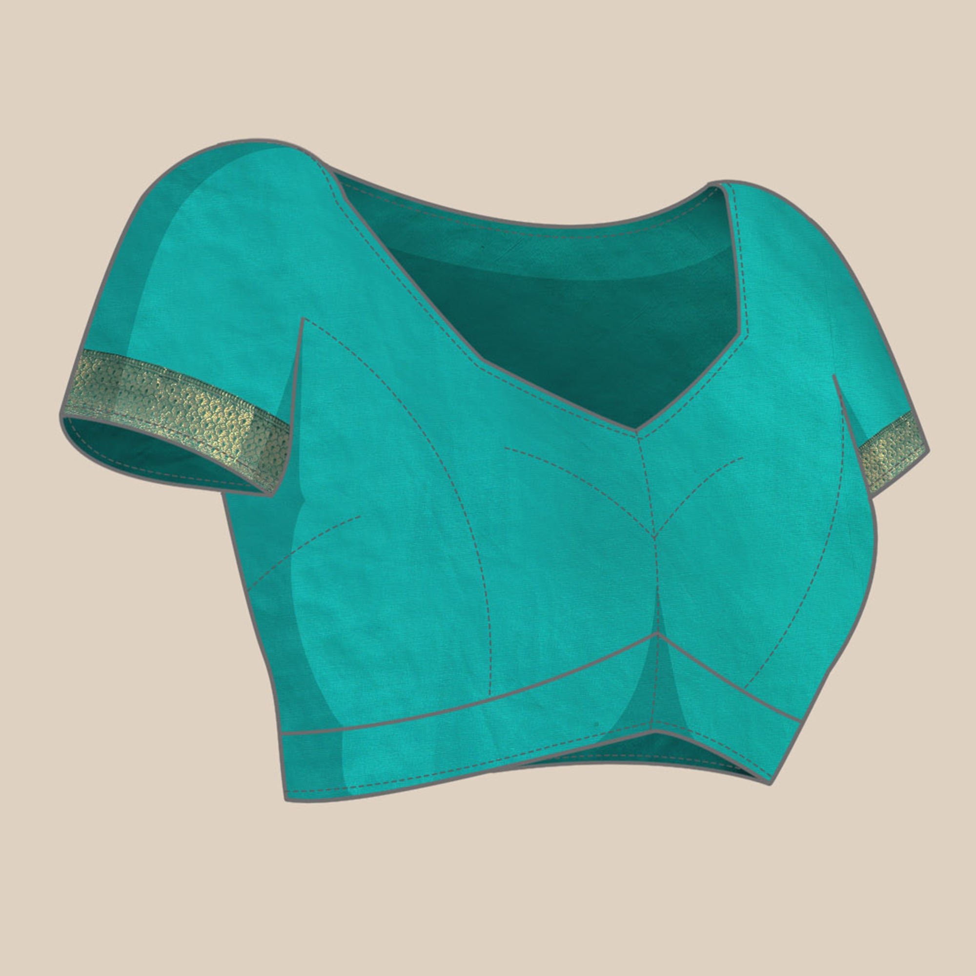 Turquoise Floral Embroidered Organza Saree