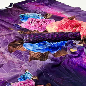 Multicolor Digital Floral Printed Georgette Saree