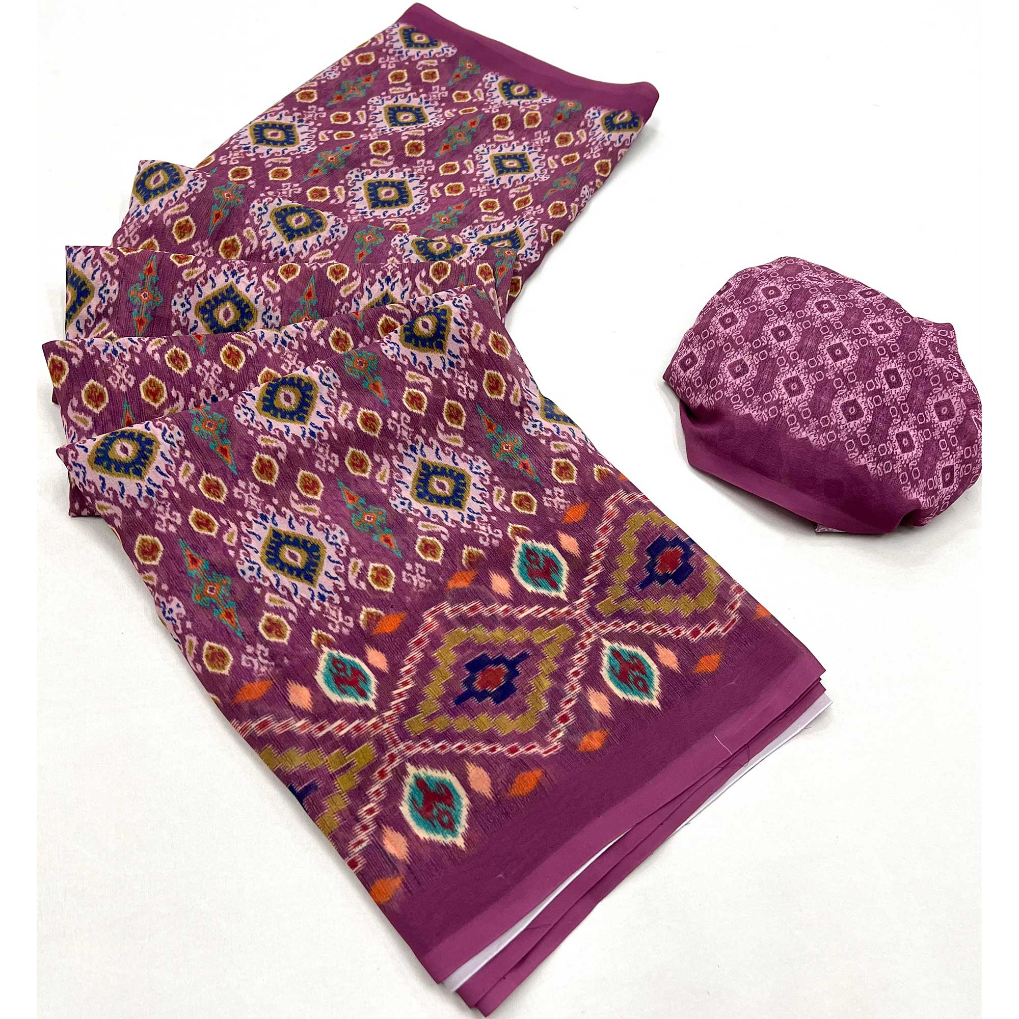 Purple Digital Printed Georgette Saree