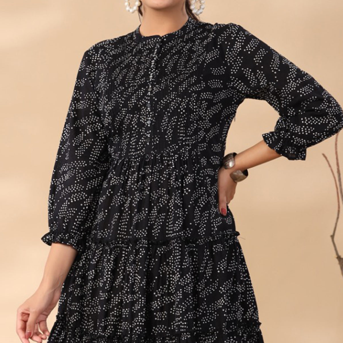 Black Printed Pure Cotton Dress