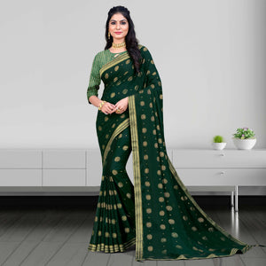 Green Woven Chiffon Saree