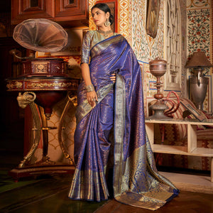 Violet Woven Kanjivaran Silk Saree