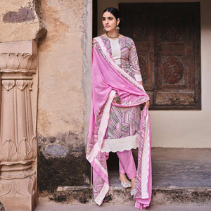 Pink Printed Pure Cotton Salwar Suit