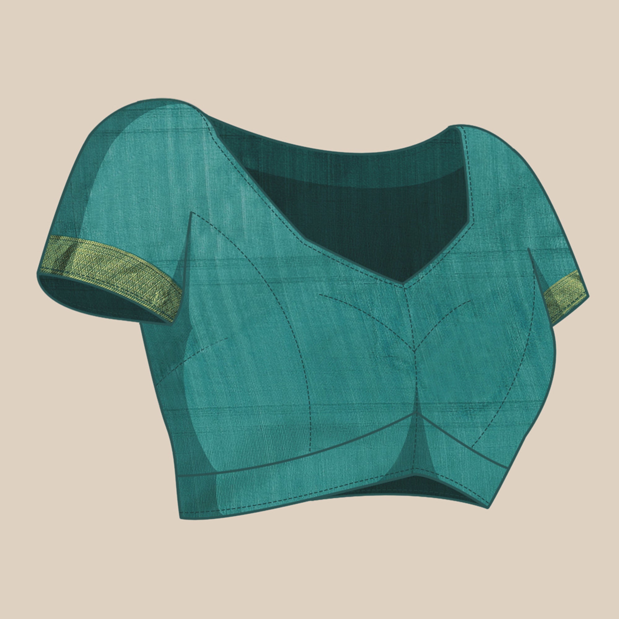 Petrol Blue Woven Cotton Silk Saree