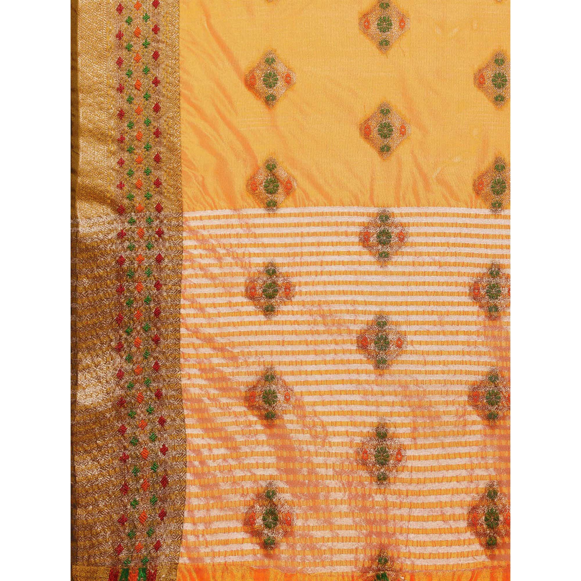 Golden Woven Organza Saree