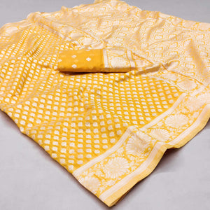 Yellow Woven Cotton Silk Saree
