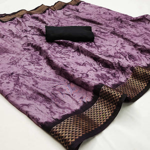 Purple Printed Art Silk Saree