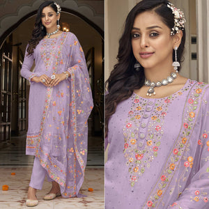 Light Purple Floral Embroidered Georgette Salwar Suit