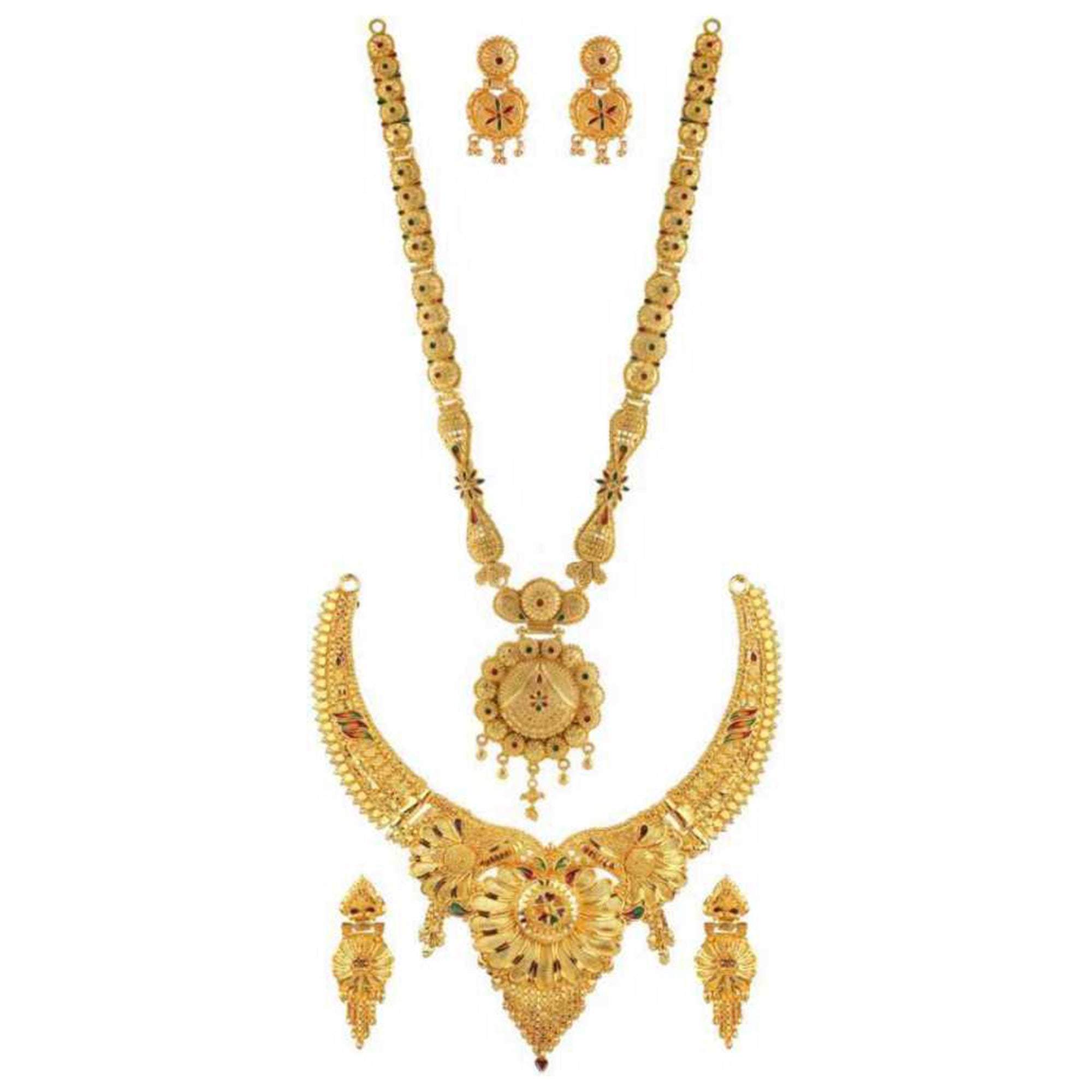 Gold Plated Short and Long Alloy Jewellery Combo Set