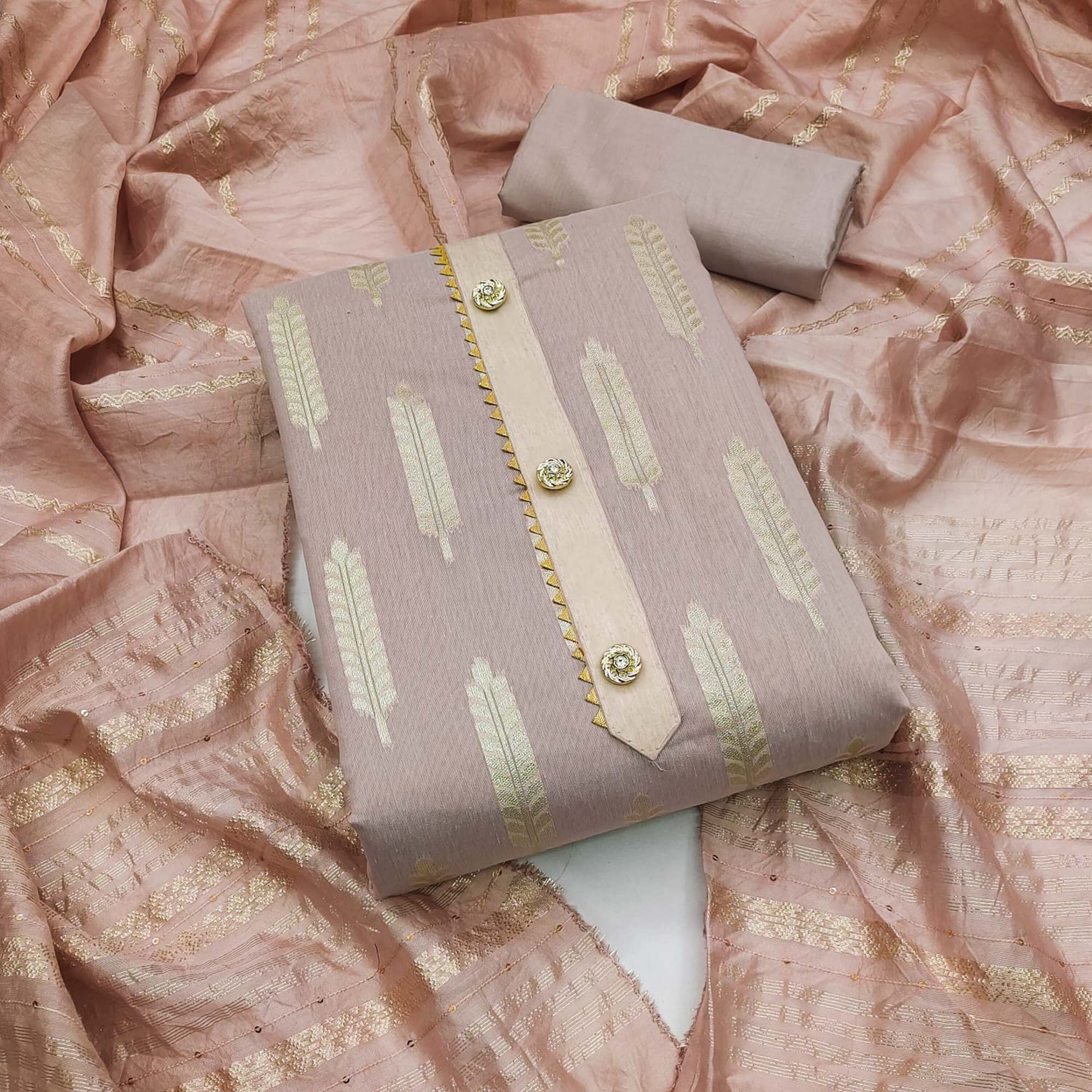 Dusty Pink Woven Modal Dress Material