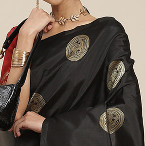 Black Woven Banarasi Silk Saree