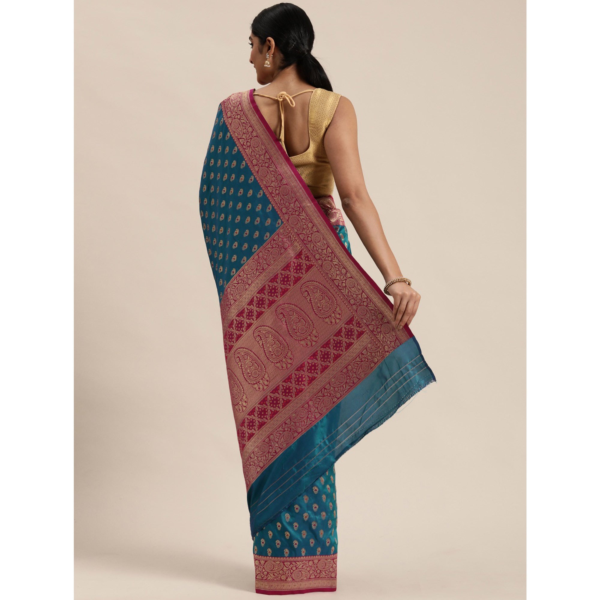 Rama Blue Woven Kanjivaram Silk Saree