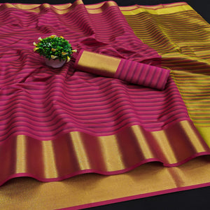 Pink Woven Cotton Silk Saree