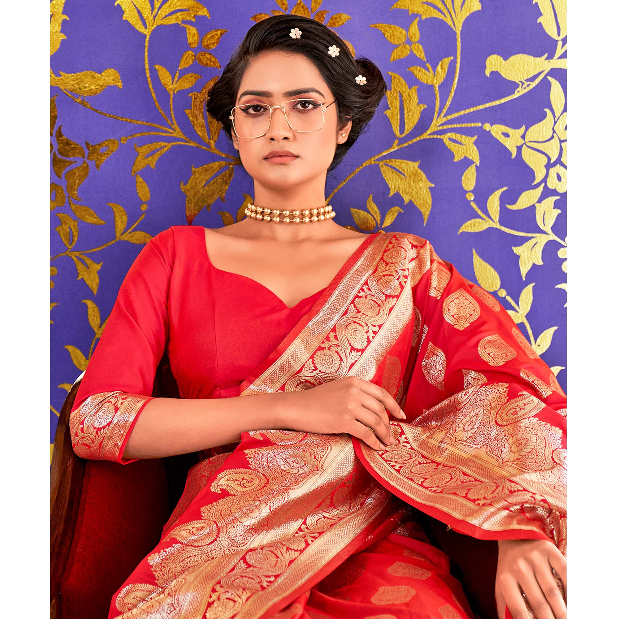 Pink Woven Pure Silk Saree