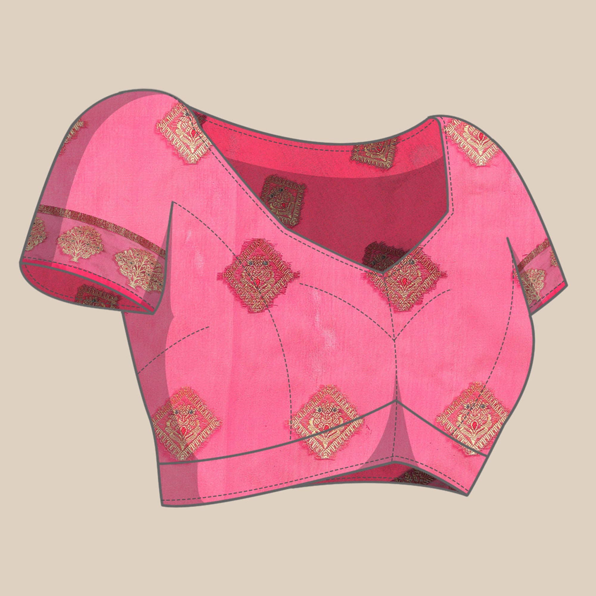 Rani Pink Woven Organza Saree