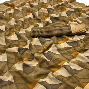 Chikoo Geometric Printed Georgette Saree