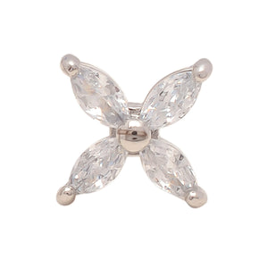 White Polish Floral Design Stud Earrings Pair