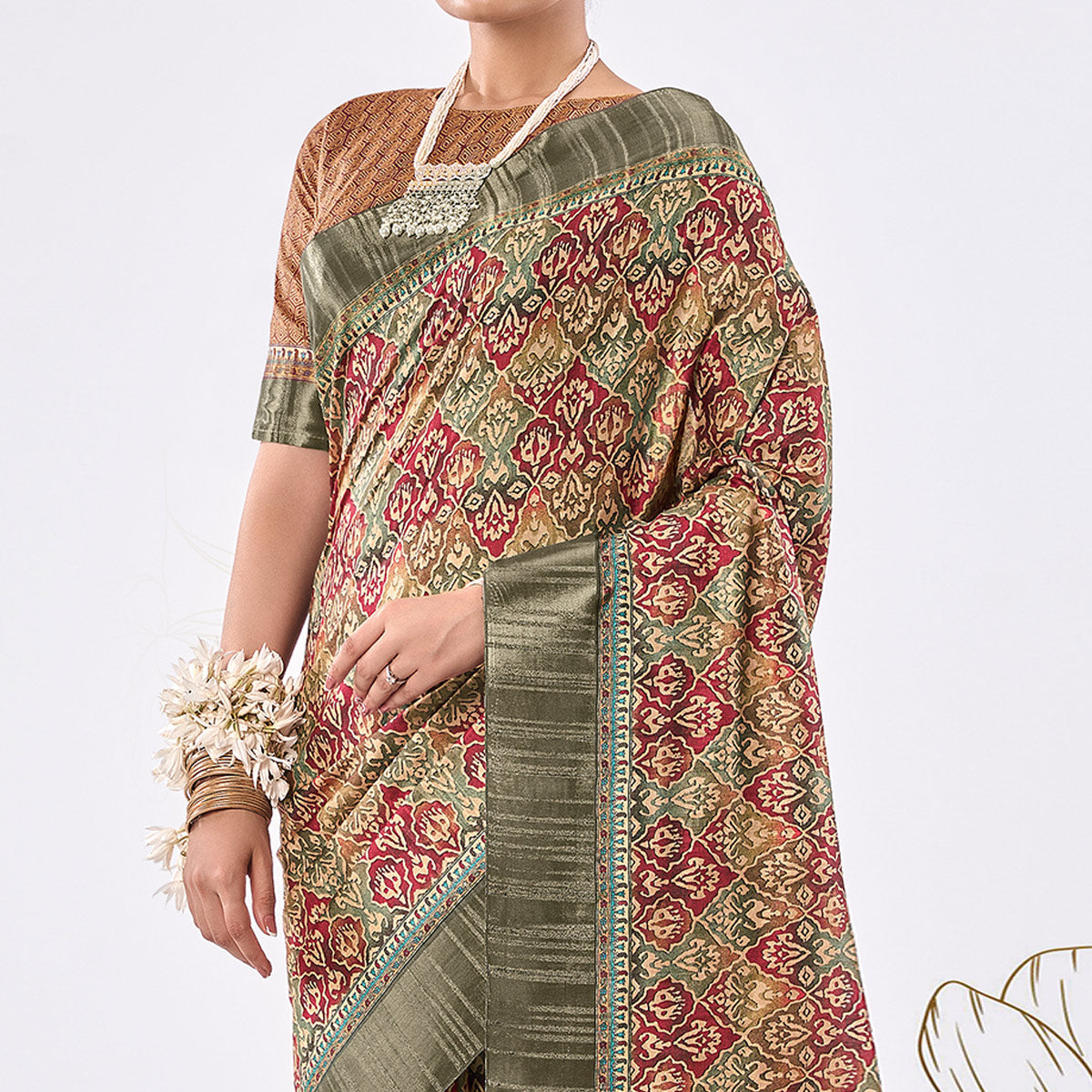 Multicolor Printed Art Silk Saree