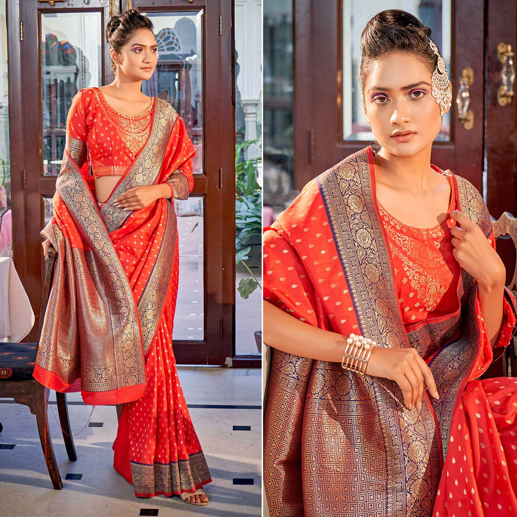 Red Woven Banarasi Silk Saree