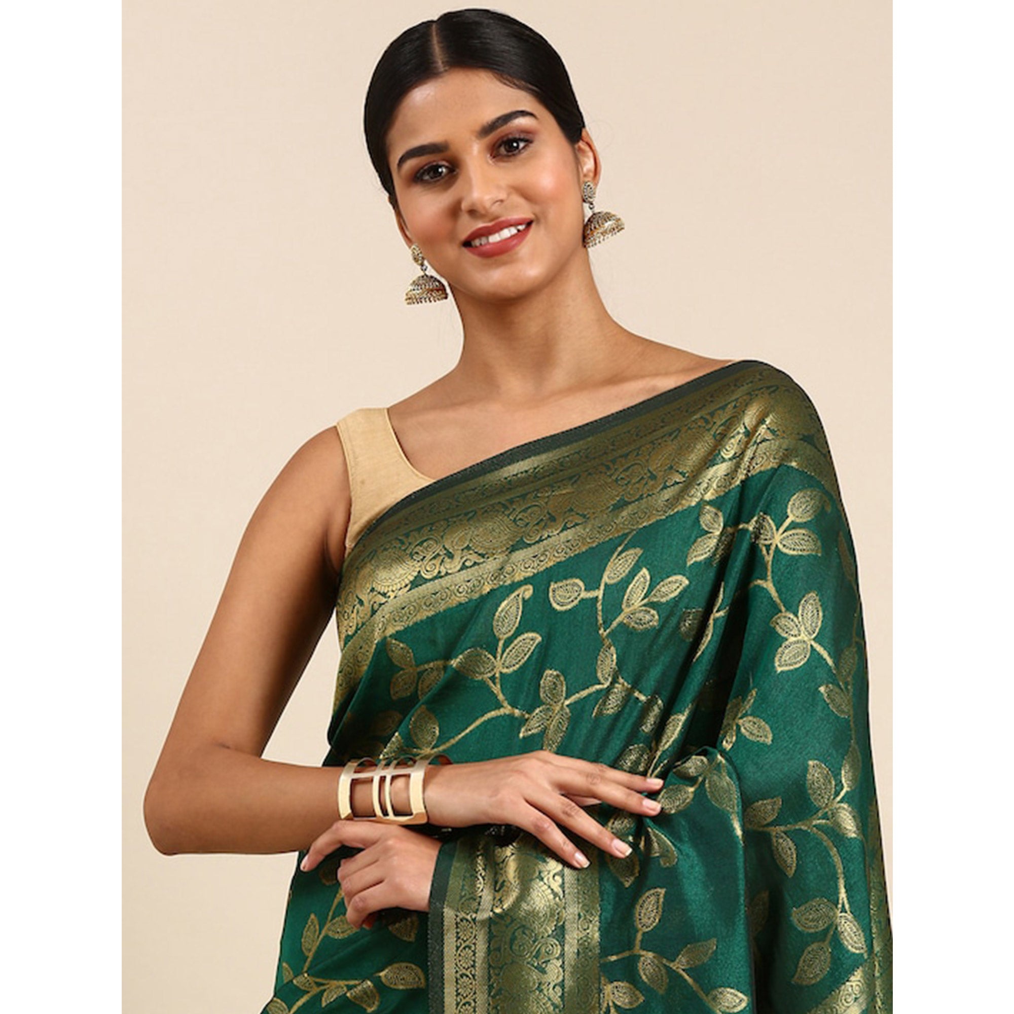 Green Woven Kanjivaram Silk Saree WithTassels