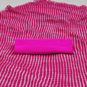 Pink Striped Printed Georgette Saree