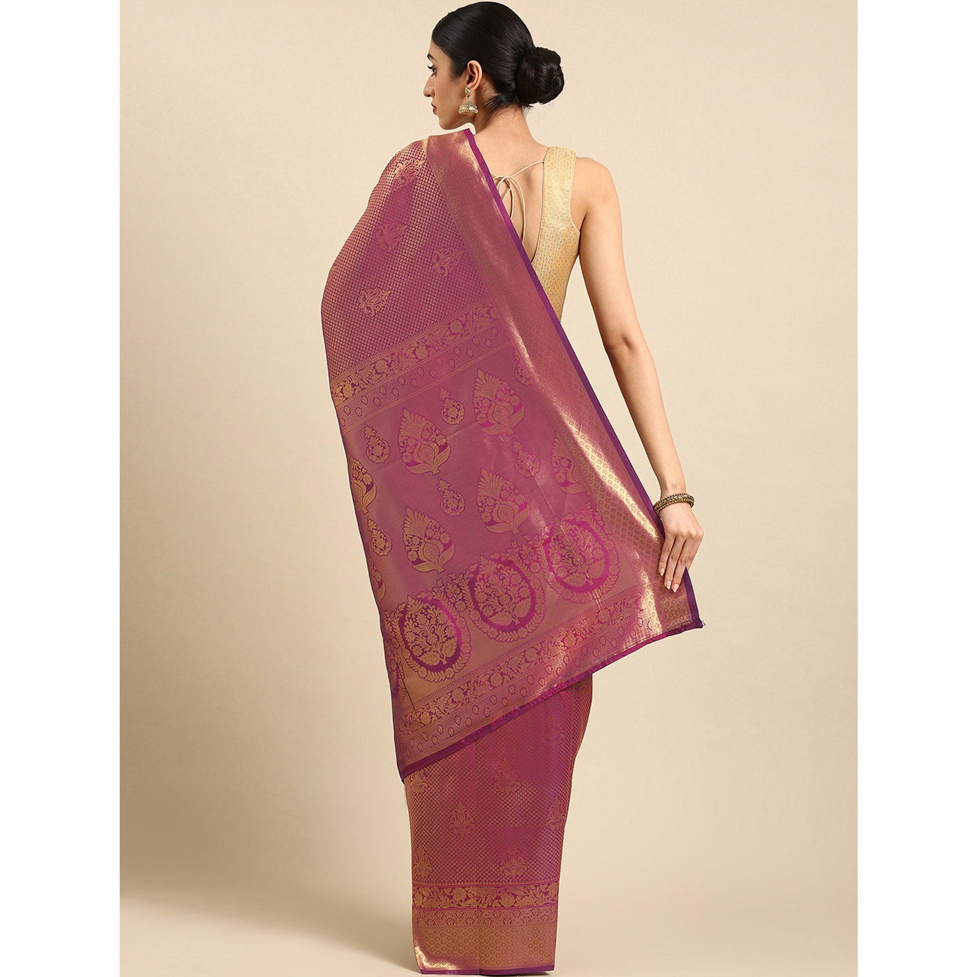 Wine Woven Kanjivaram Silk Saree