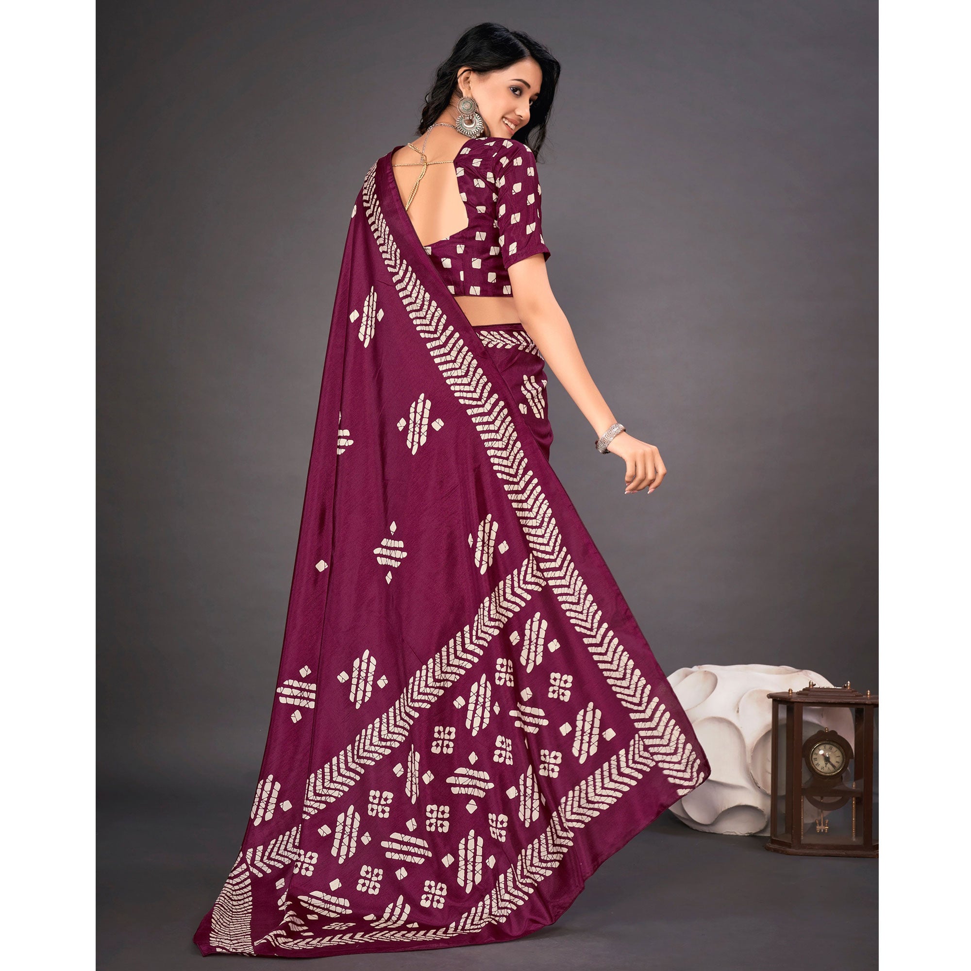 Purple Printed Dola Silk Saree