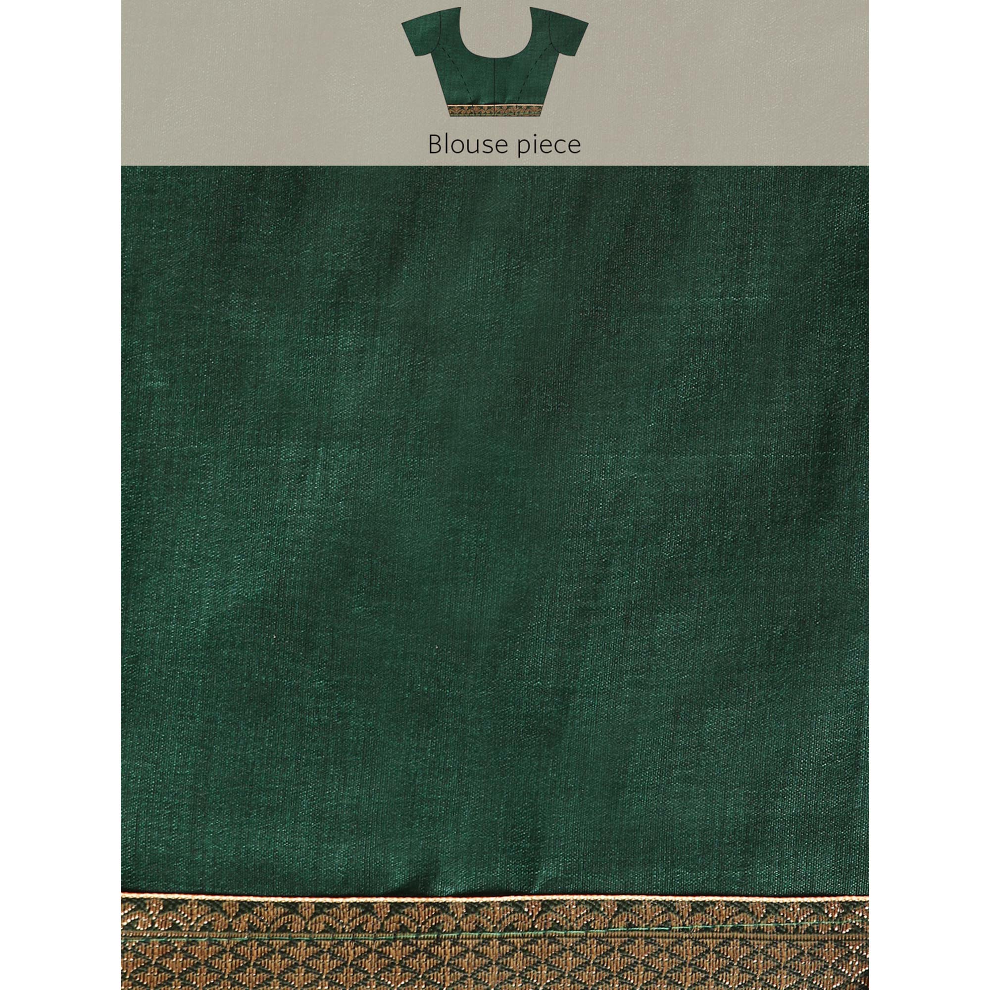 Green Solid Vichitra Silk Saree With Fancy Border