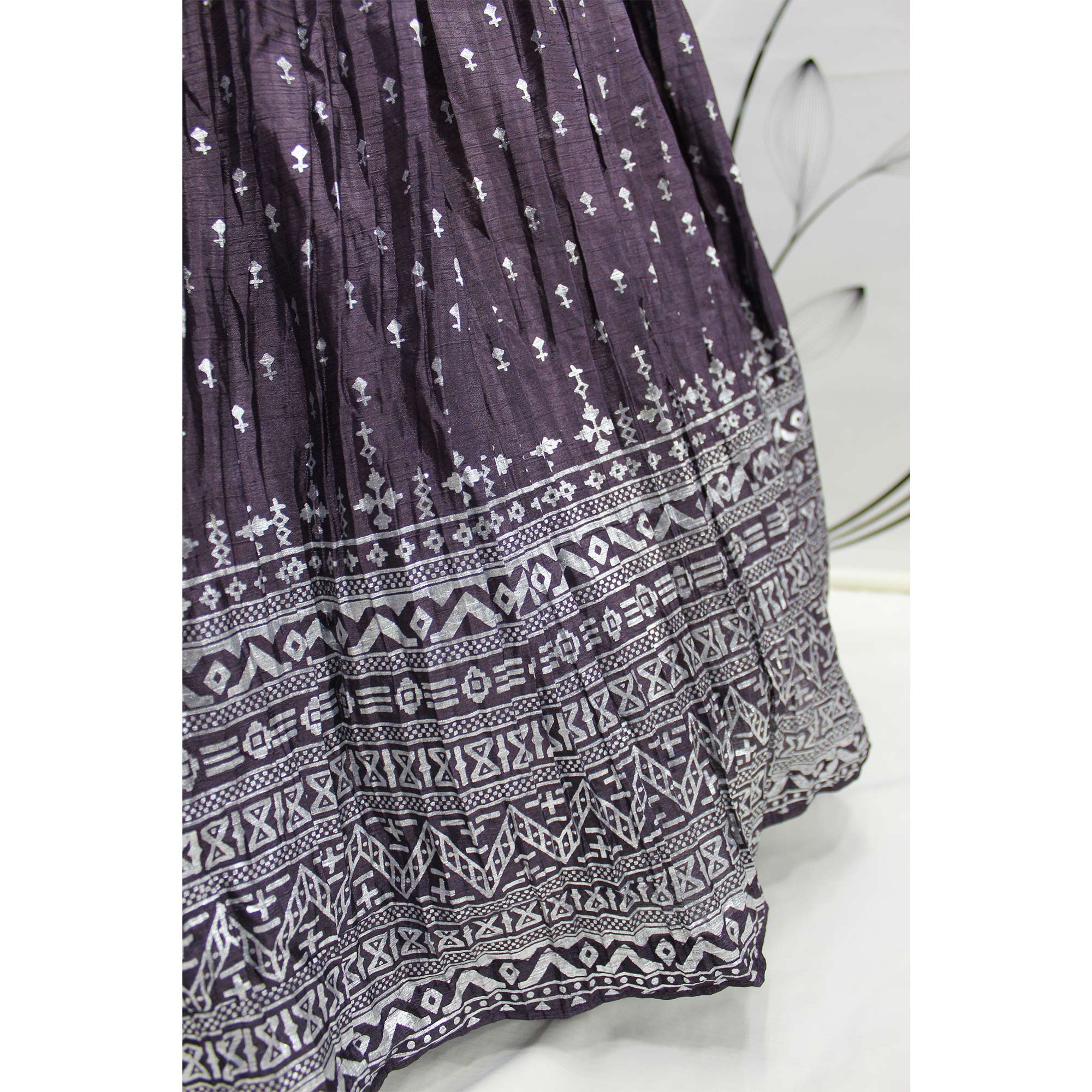 Violet Foil Printed Chiffon Lehenga Choli