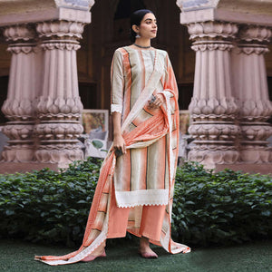Peach Printed Pure Cotton Salwar Suit